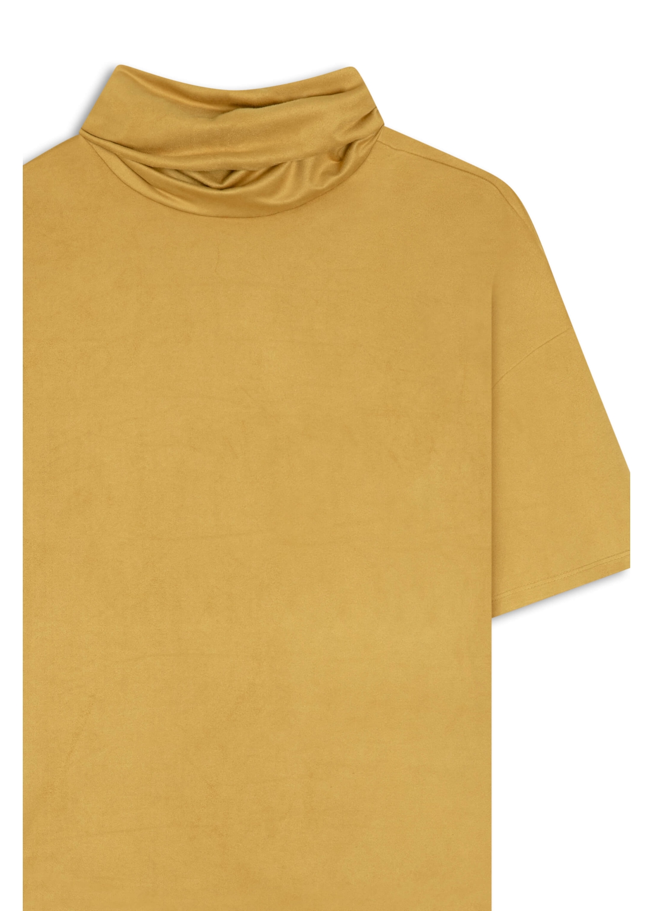 Blusa Jersey Leather High Collar Mostarda