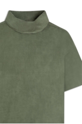 Blusa Jersey Leather High Collar Verde Oliva