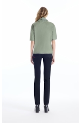 Blusa Jersey Leather High Collar Verde Oliva