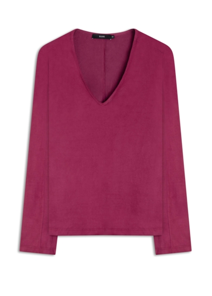 Blusa Jersey Leather Neck Fucsia