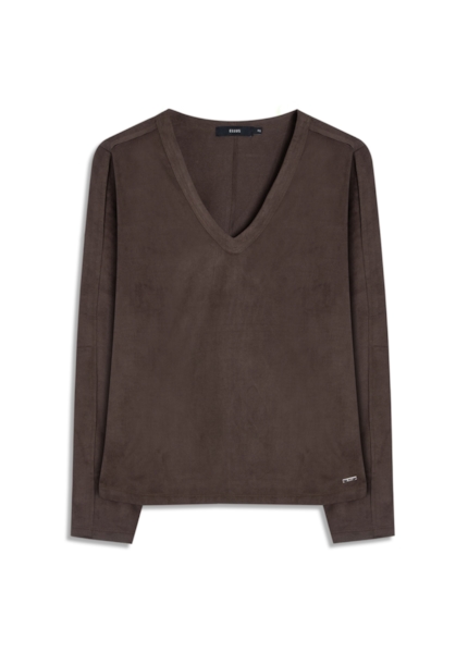 Blusa Jersey Leather Neck Marrom