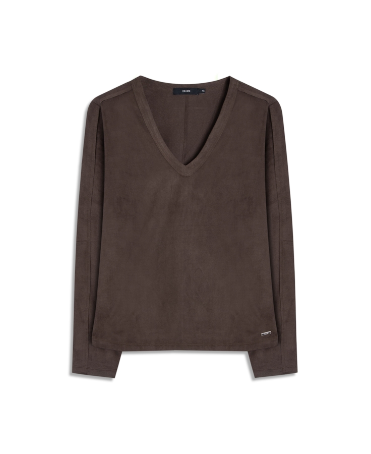 Blusa Jersey Leather Neck Marrom