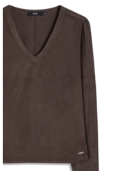 Blusa Jersey Leather Neck Marrom