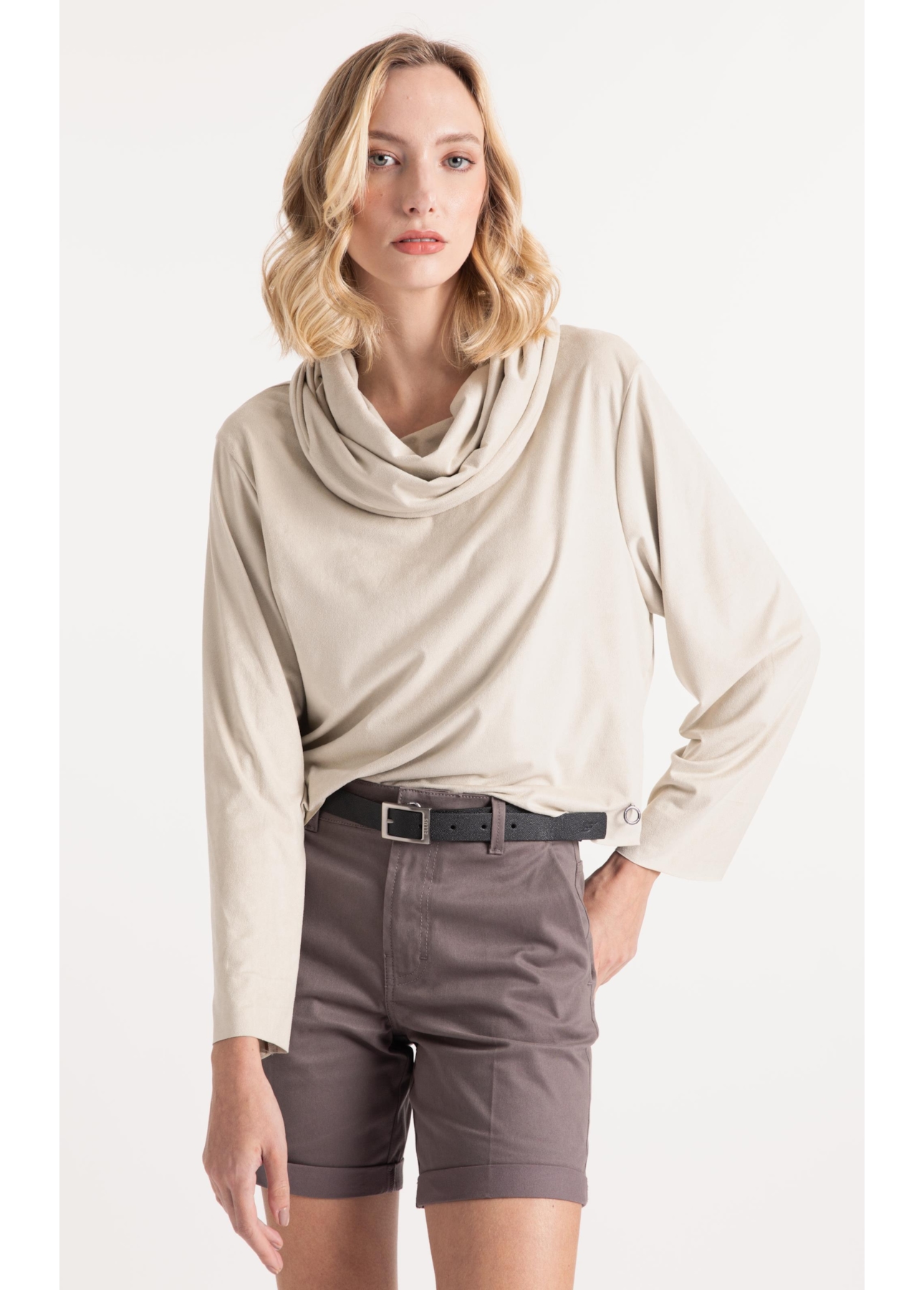 Blusa Jersey Leather Over Collar Sandy