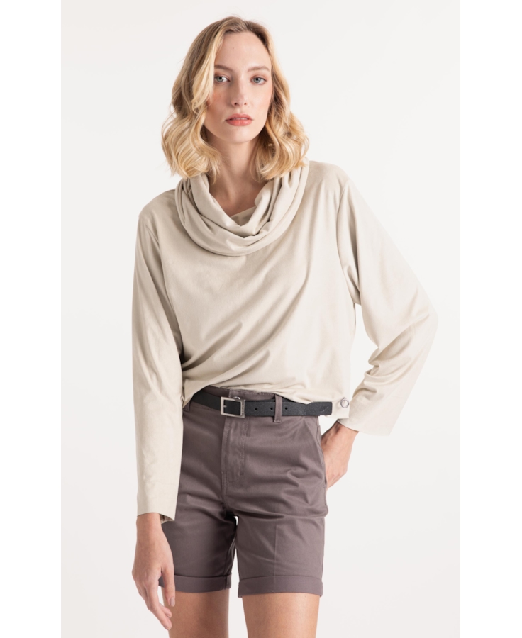 Blusa Jersey Leather Over Collar Sandy