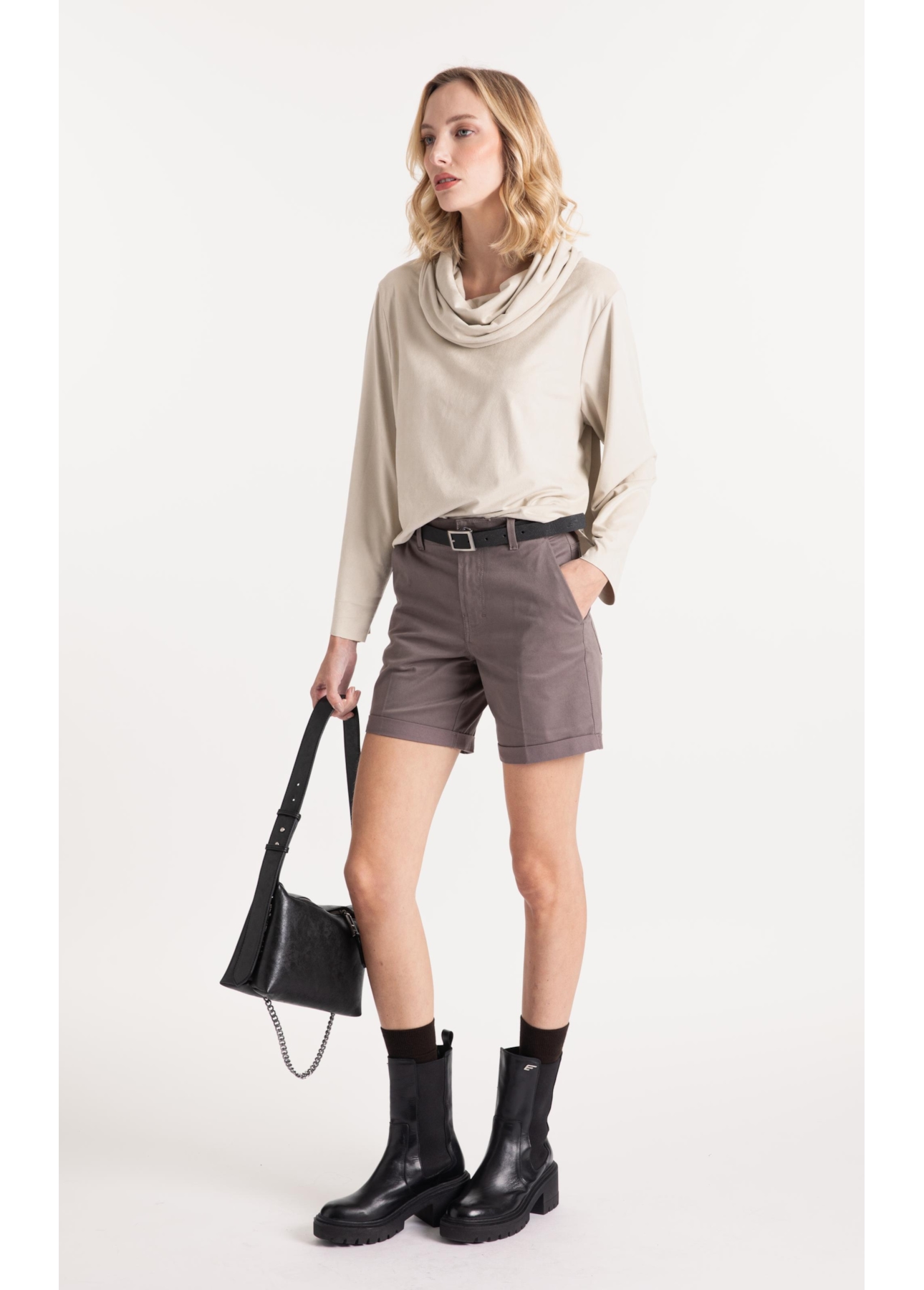 Blusa Jersey Leather Over Collar Sandy