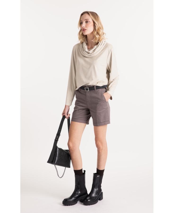Blusa Jersey Leather Over Collar Sandy