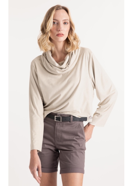 Blusa Jersey Leather Over Collar Sandy