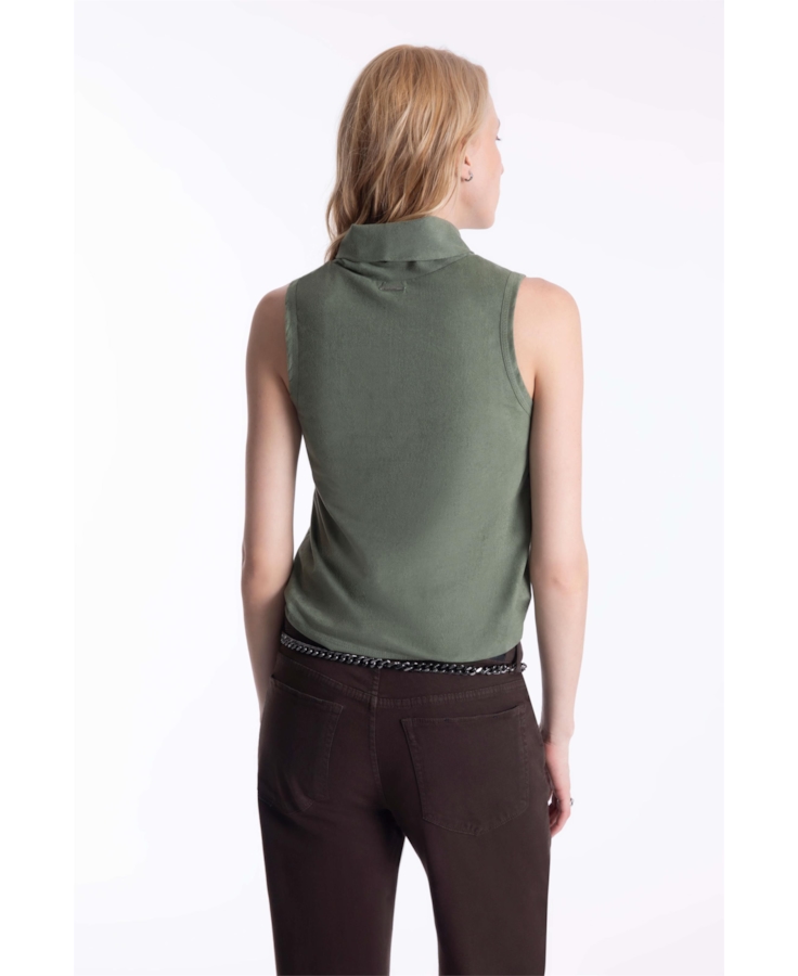 Blusa Jersey Leather Sleeveless Verde Oliva
