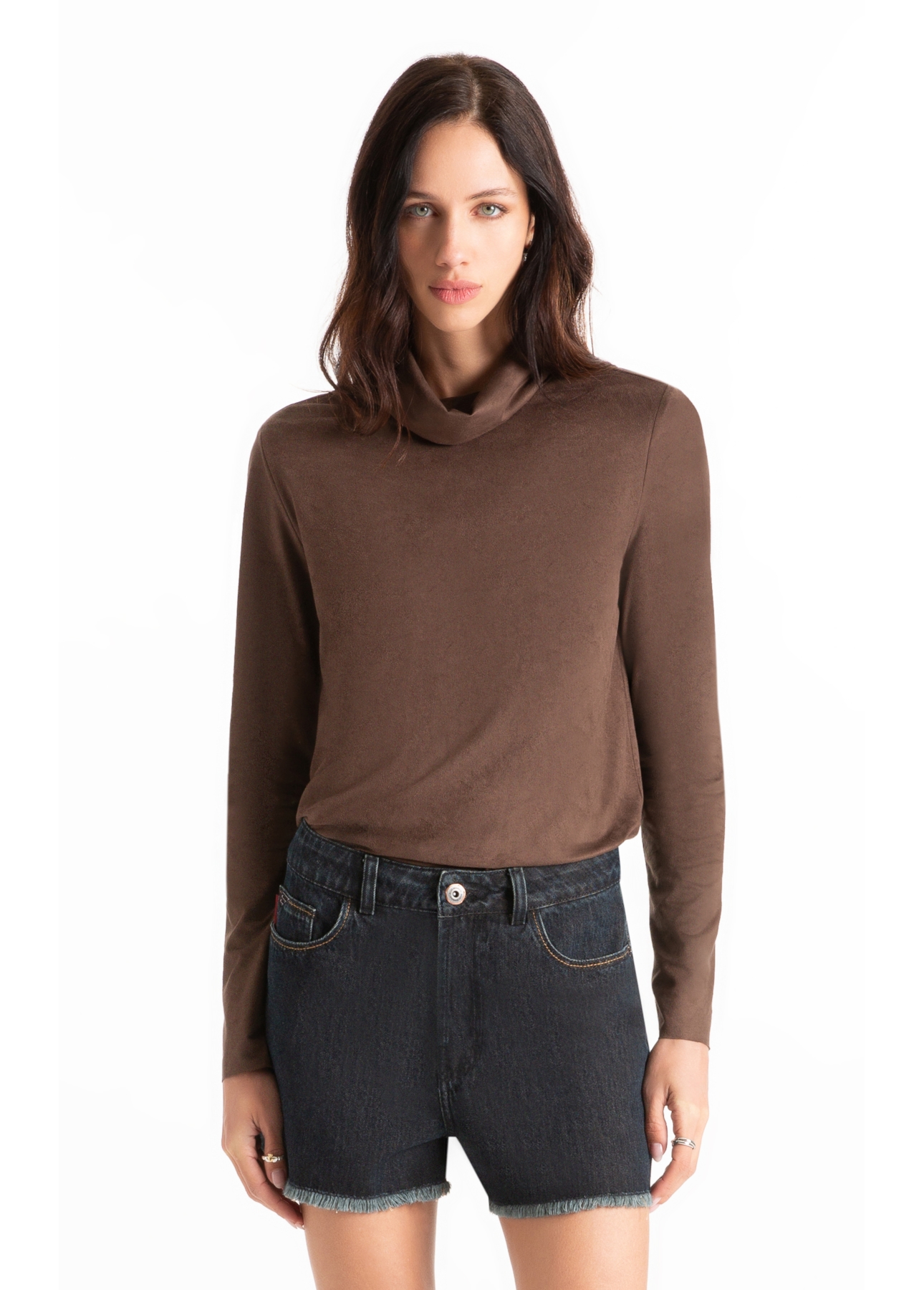 Blusa Jersey Leather Turtlle Marrom