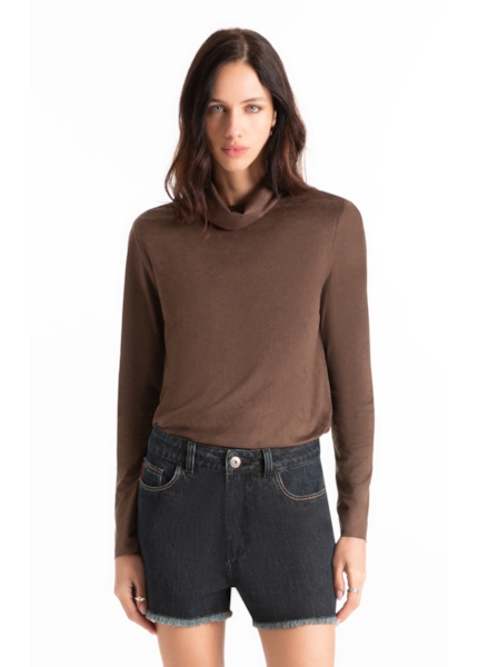 Blusa Jersey Leather Turtlle Marrom