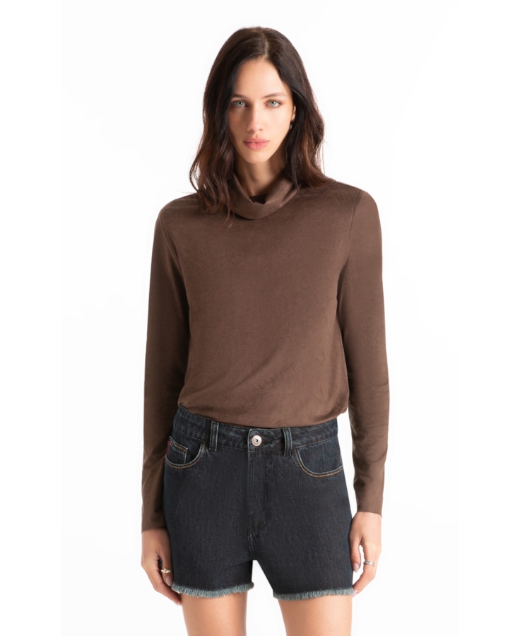 Blusa Jersey Leather Turtlle Marrom