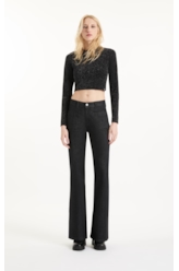 Blusa Jersey Shine Cropped Preto C/ Prata