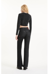 Blusa Jersey Shine Cropped Preto C/ Prata