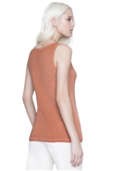 Blusa Jersey Tricot Botoes Sleeveless Terra