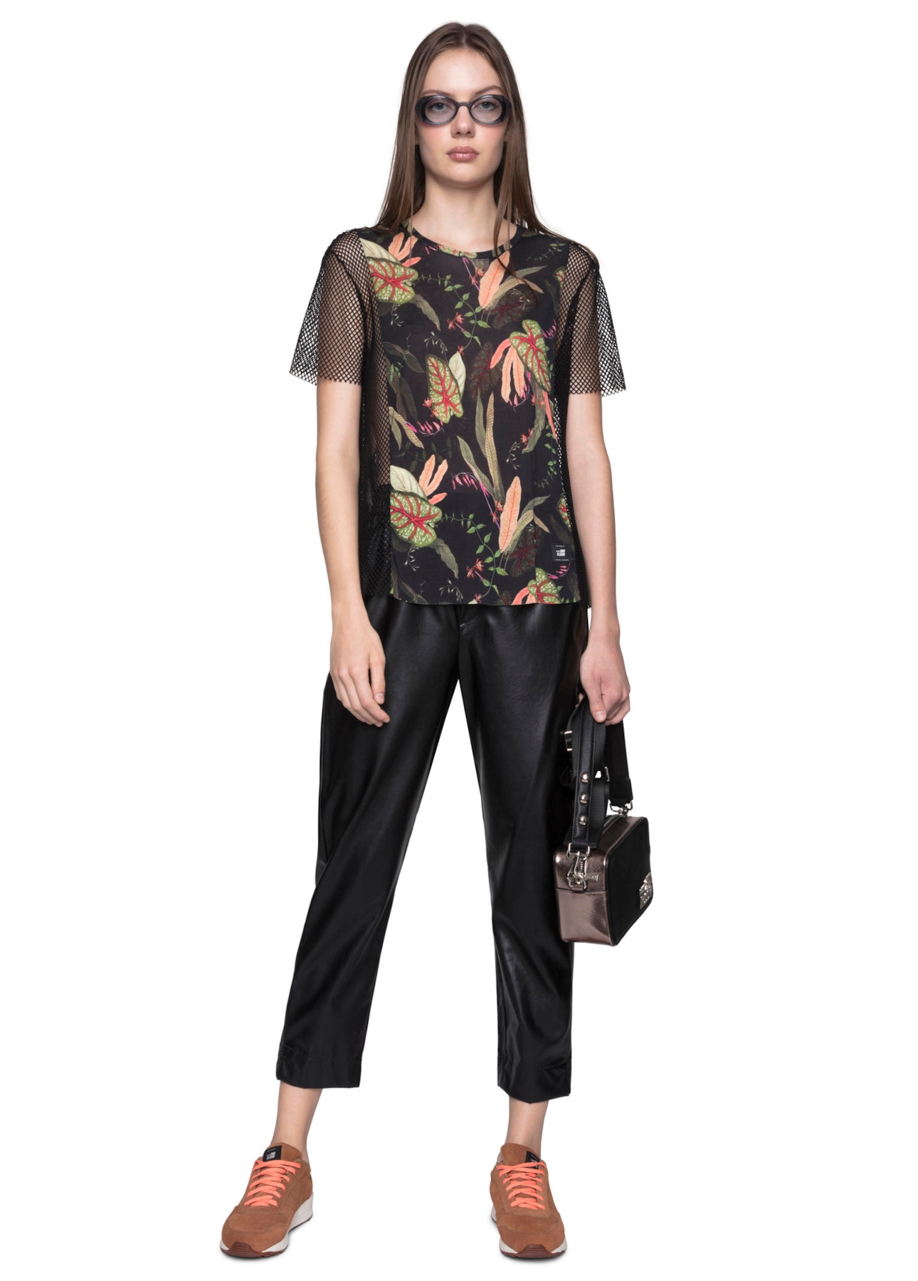 Blusa Jersey Tropical Night Mesh Preto