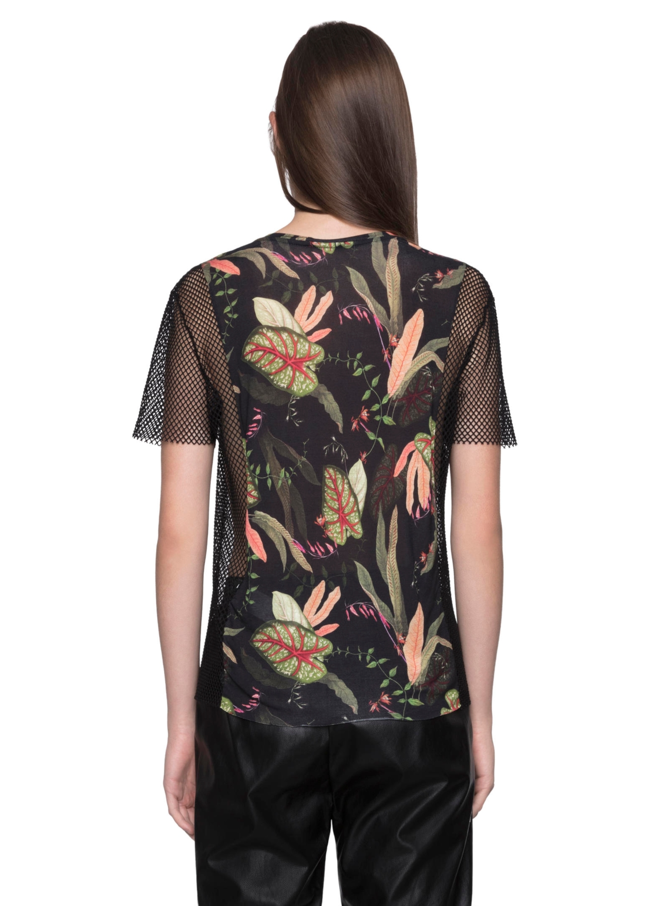Blusa Jersey Tropical Night Mesh Preto