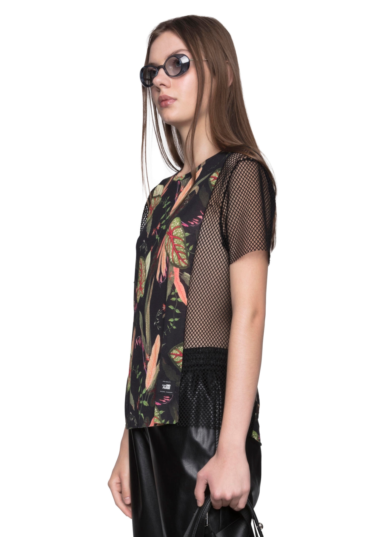 Blusa Jersey Tropical Night Mesh Preto