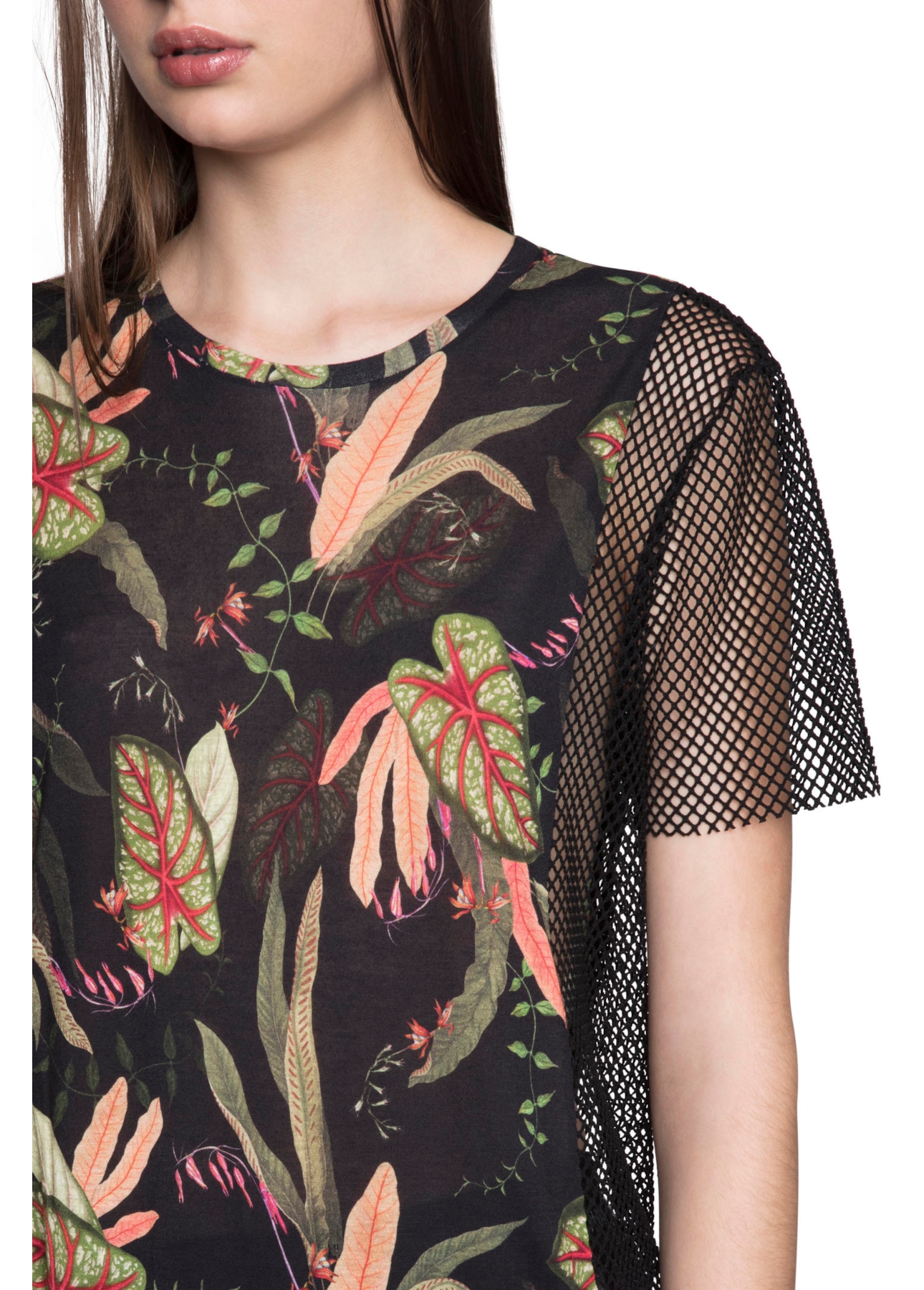 Blusa Jersey Tropical Night Mesh Preto