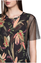 Blusa Jersey Tropical Night Mesh Preto