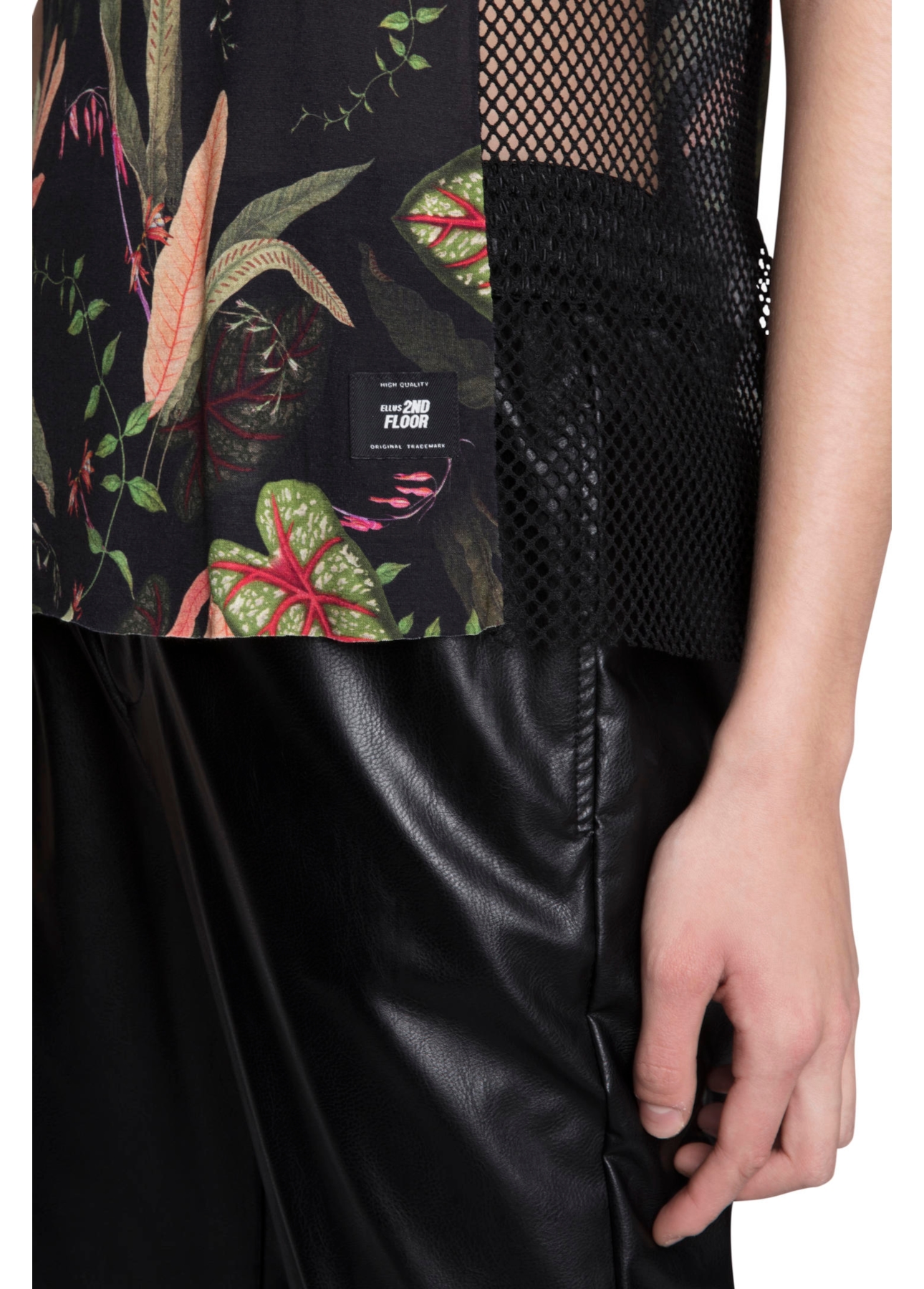 Blusa Jersey Tropical Night Mesh Preto