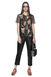 Blusa Jersey Tropical Night Mesh Preto
