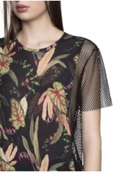 Blusa Jersey Tropical Night Mesh Preto