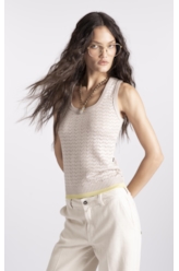 Blusa Knit Piping Natural