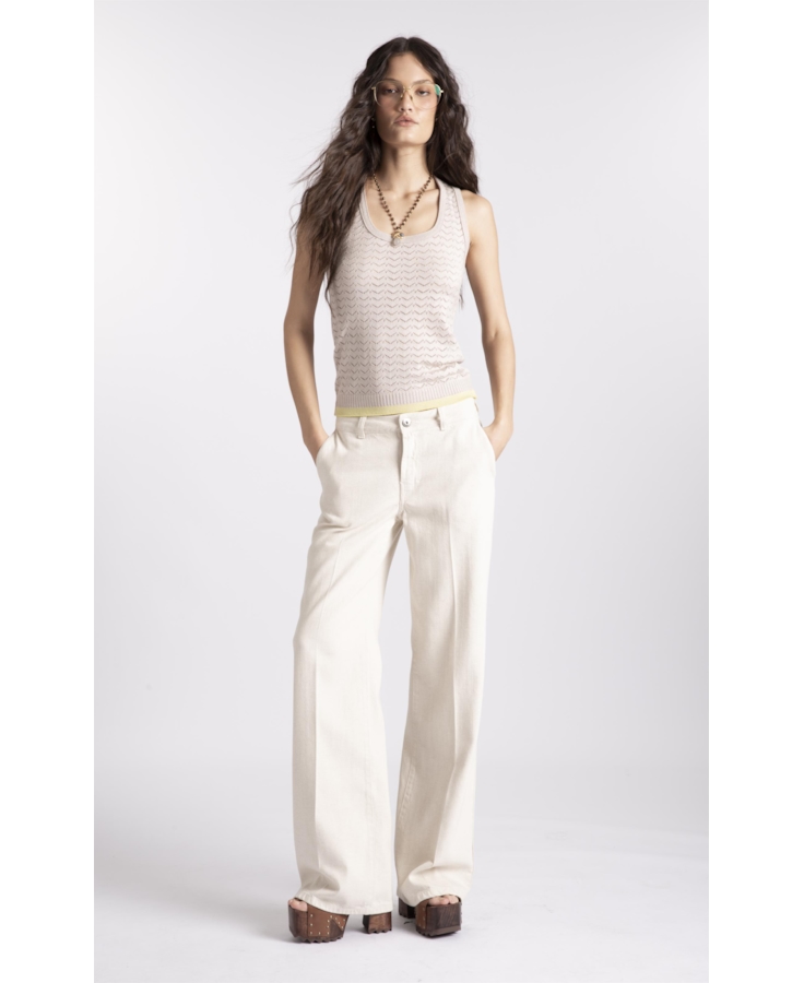 Blusa Knit Piping Natural
