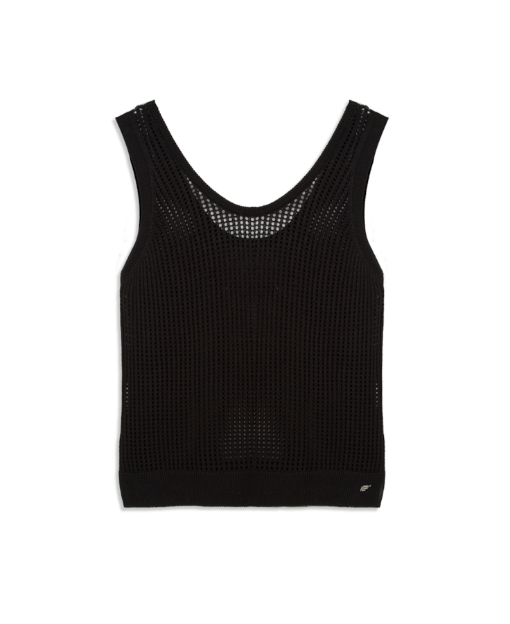 Blusa Knitted Sleveless Fish Preto