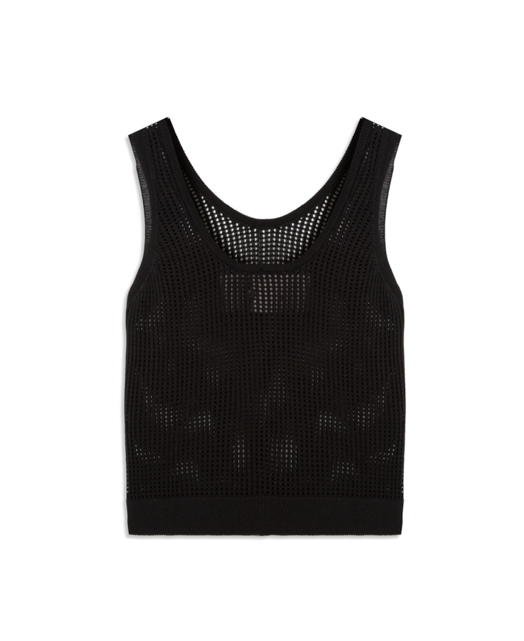Blusa Knitted Sleveless Fish Preto