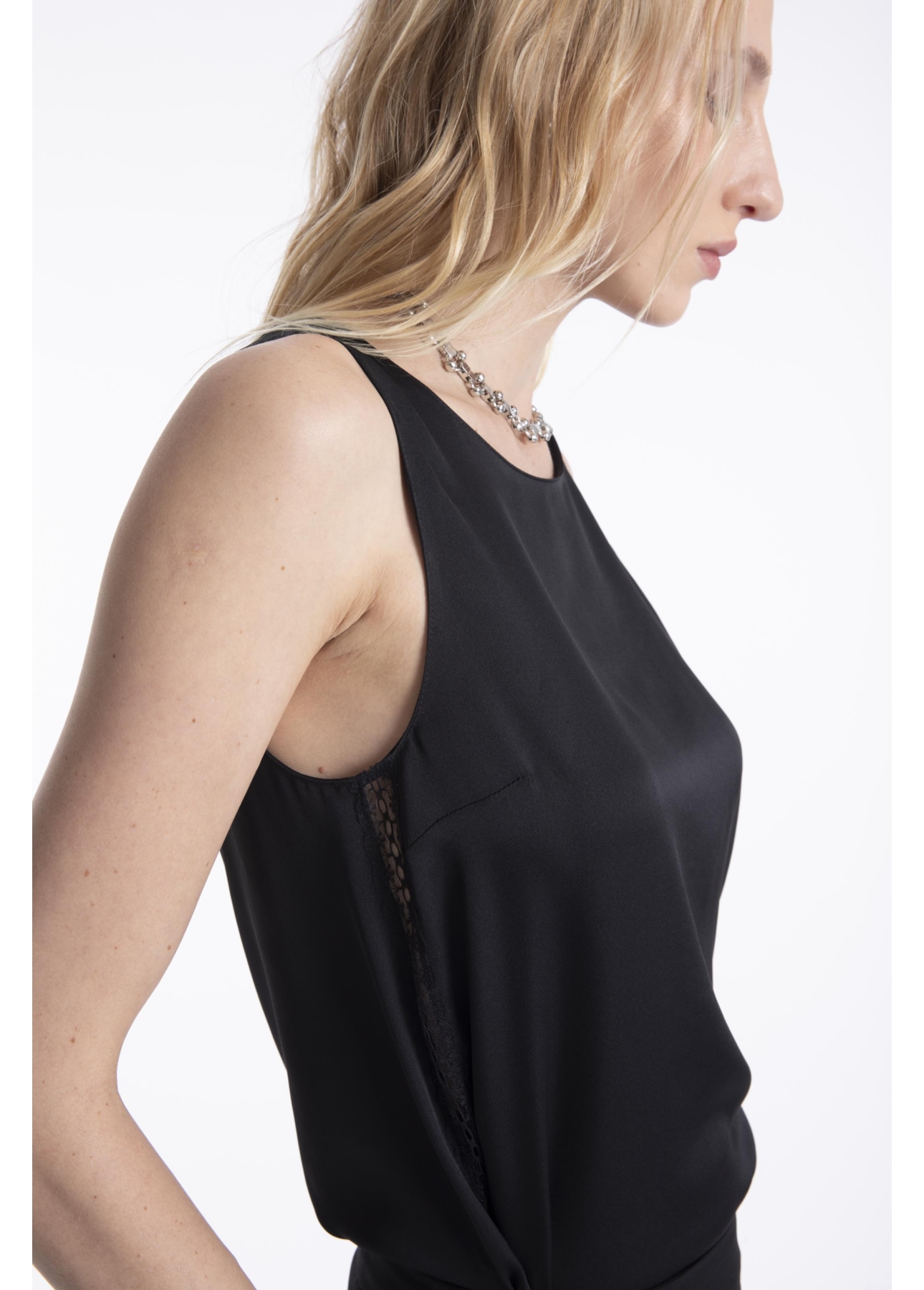 Blusa Lace Ellus Sleeveless Preto