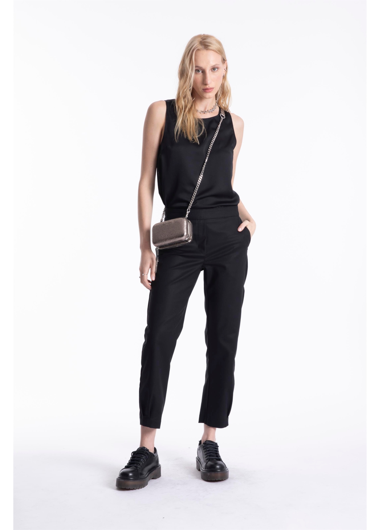 Blusa Lace Ellus Sleeveless Preto
