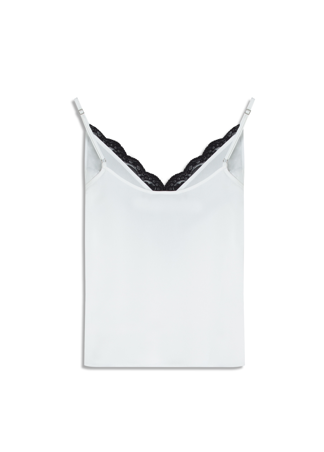 Blusa Lace Satin Strappy v Branco