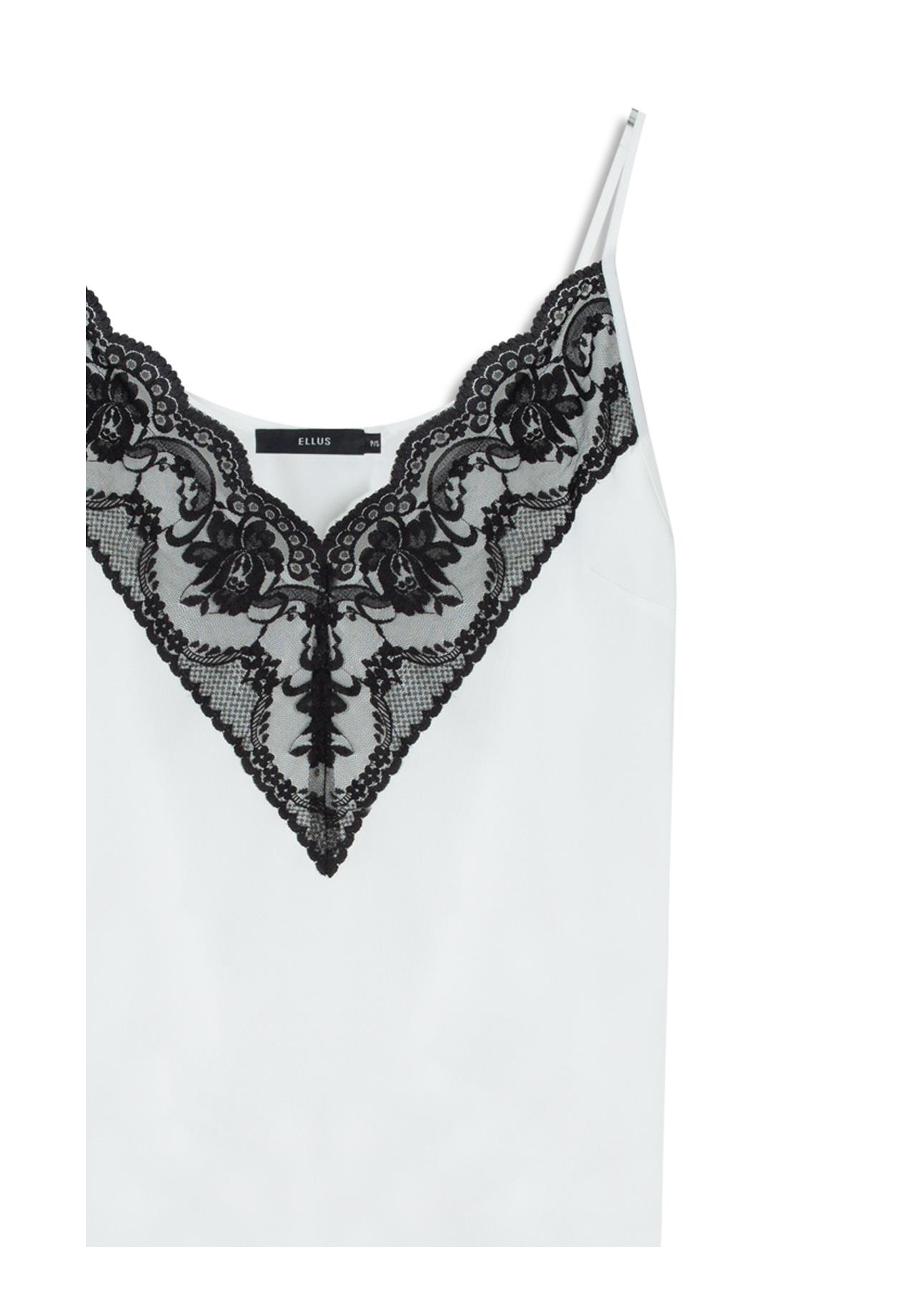 Blusa Lace Satin Strappy v Branco