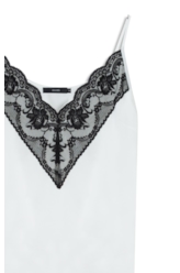 Blusa Lace Satin Strappy v Branco