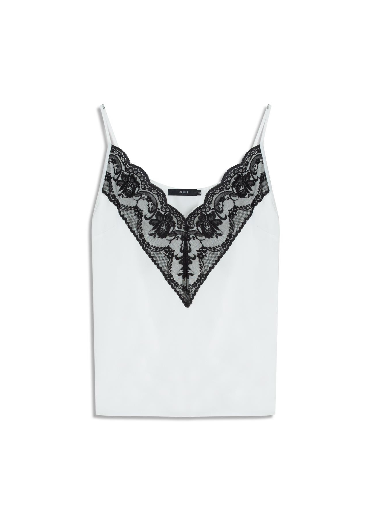 Blusa Lace Satin Strappy v Branco
