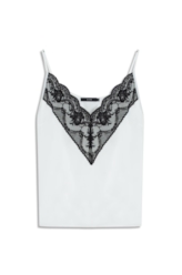 Blusa Lace Satin Strappy v Branco