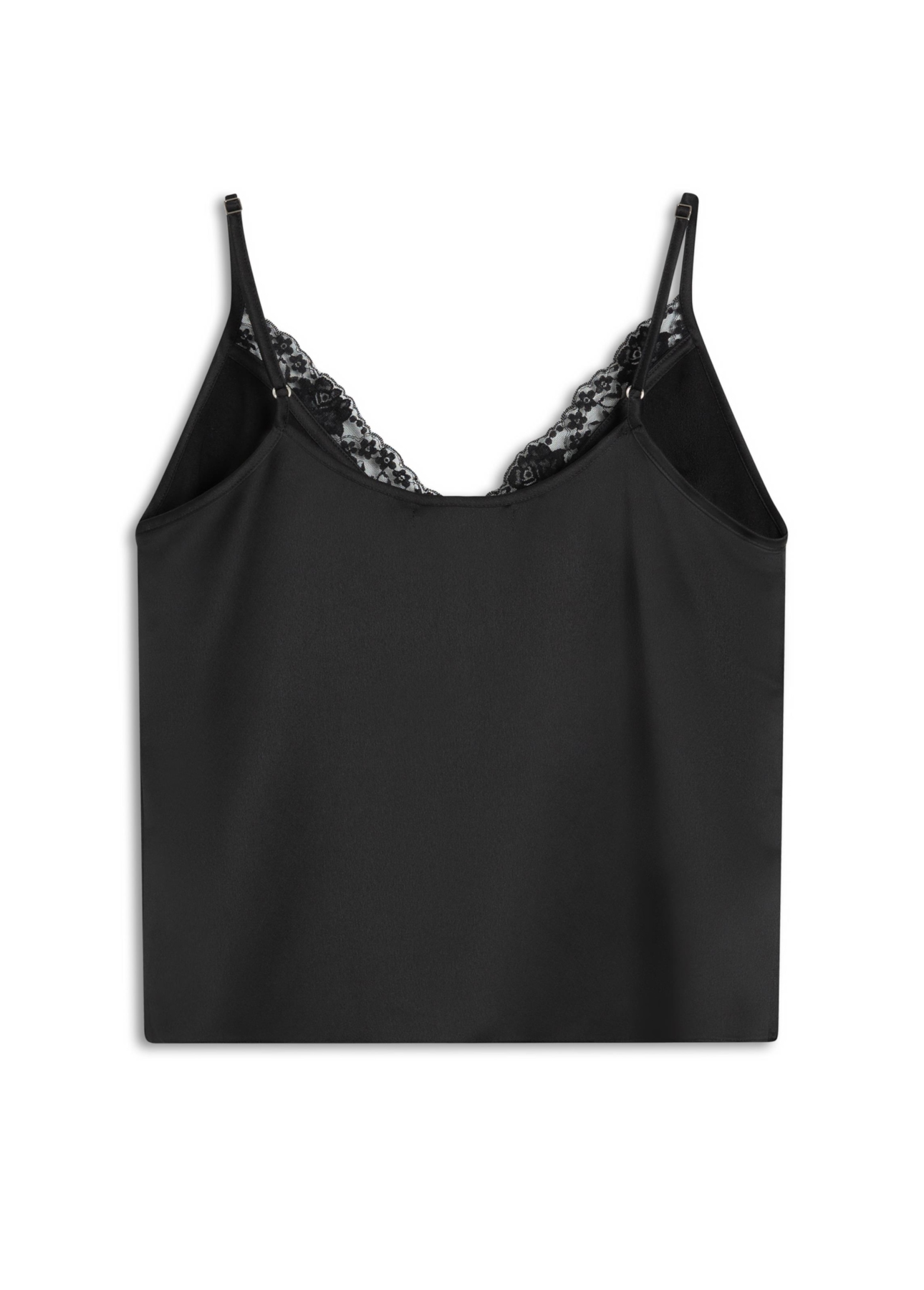 Blusa Lace Satin Strappy v Preto