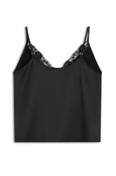 Blusa Lace Satin Strappy v Preto