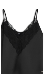 Blusa Lace Satin Strappy v Preto