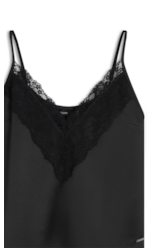 Blusa Lace Satin Strappy v Preto