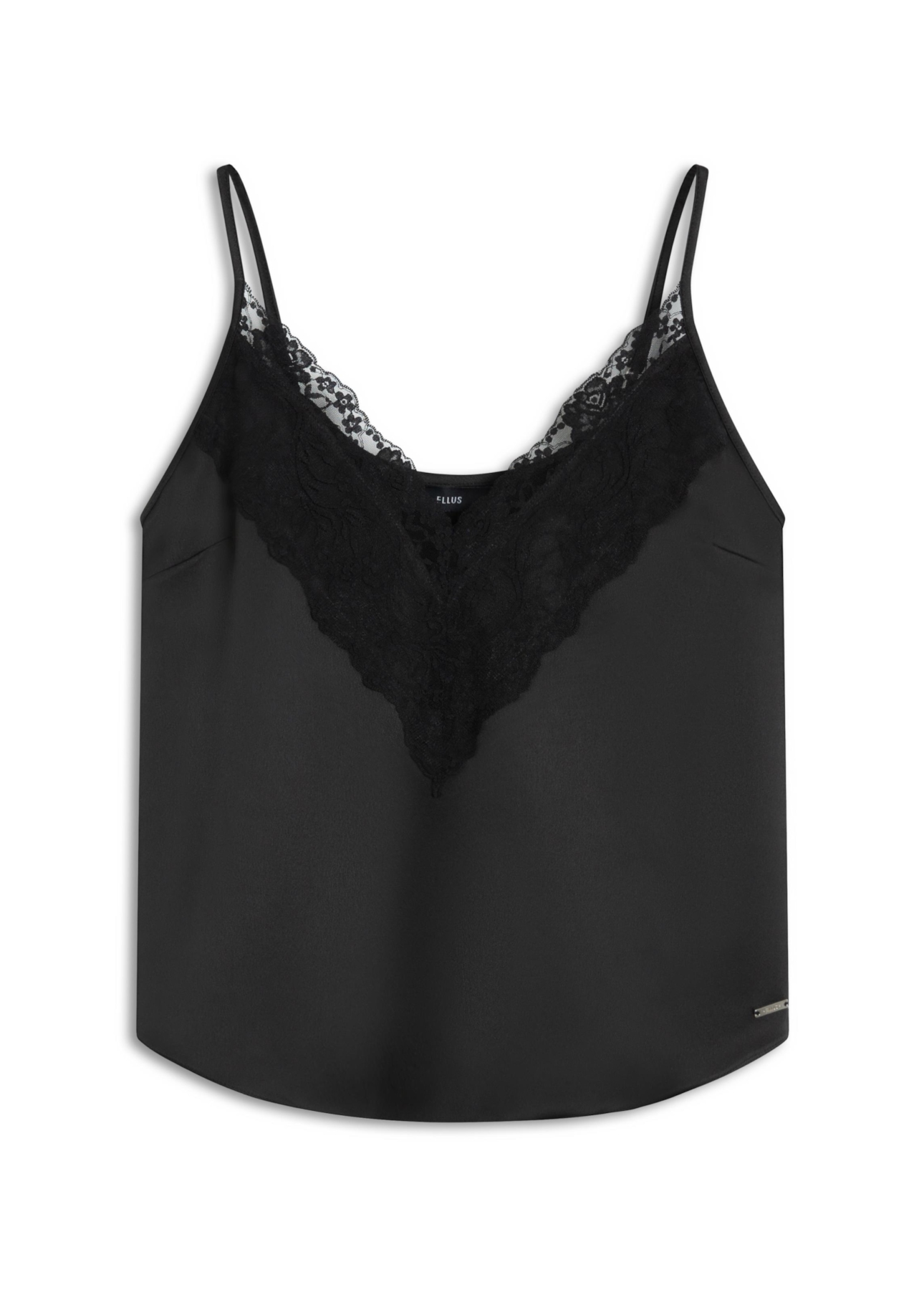 Blusa Lace Satin Strappy v Preto