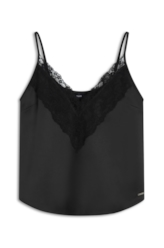 Blusa Lace Satin Strappy v Preto