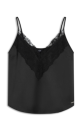 Blusa Lace Satin Strappy v Preto