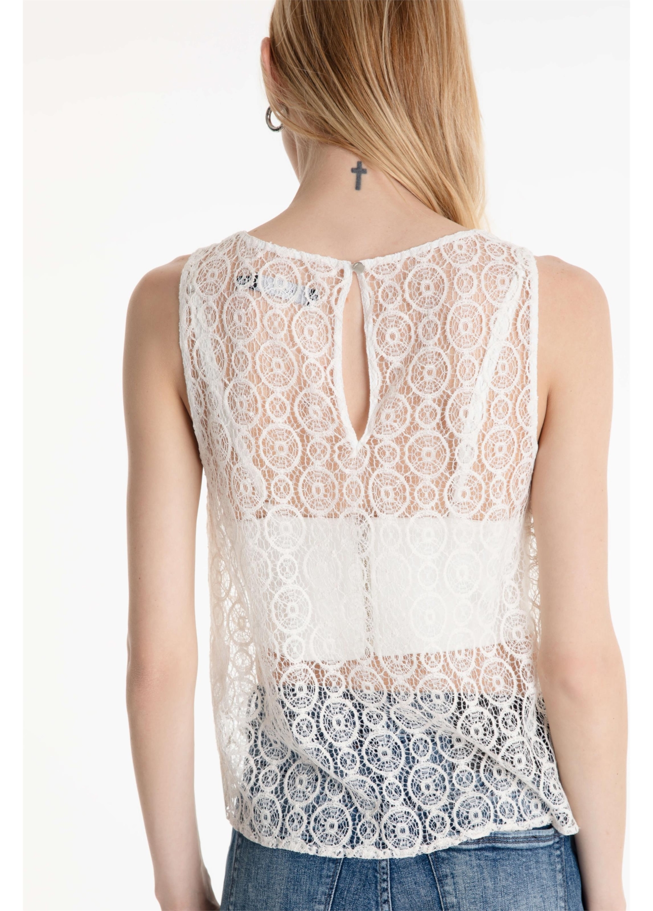 Blusa Lace Saturn Sleeveless Off White