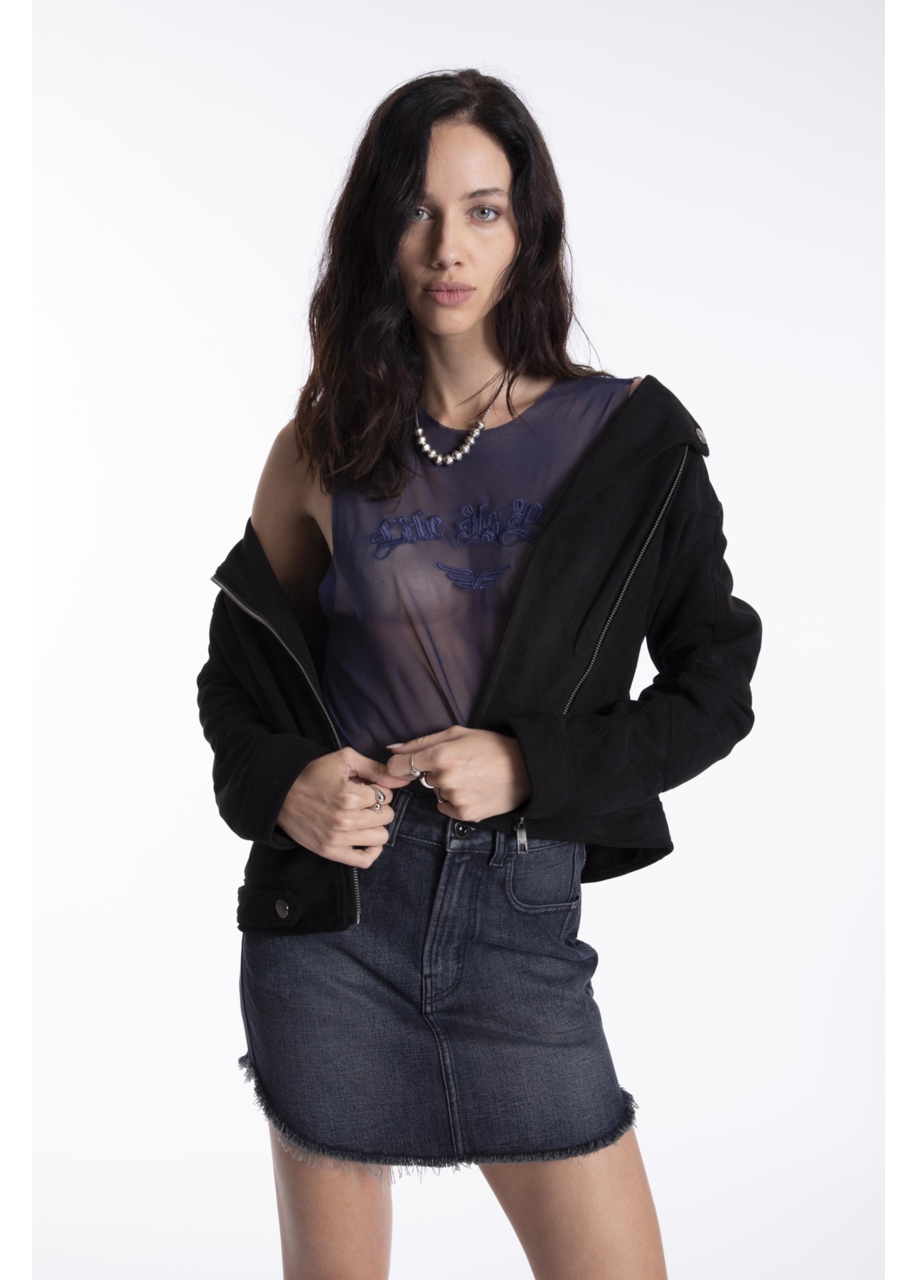 Blusa Life Is Pain Ellus Purple Blue