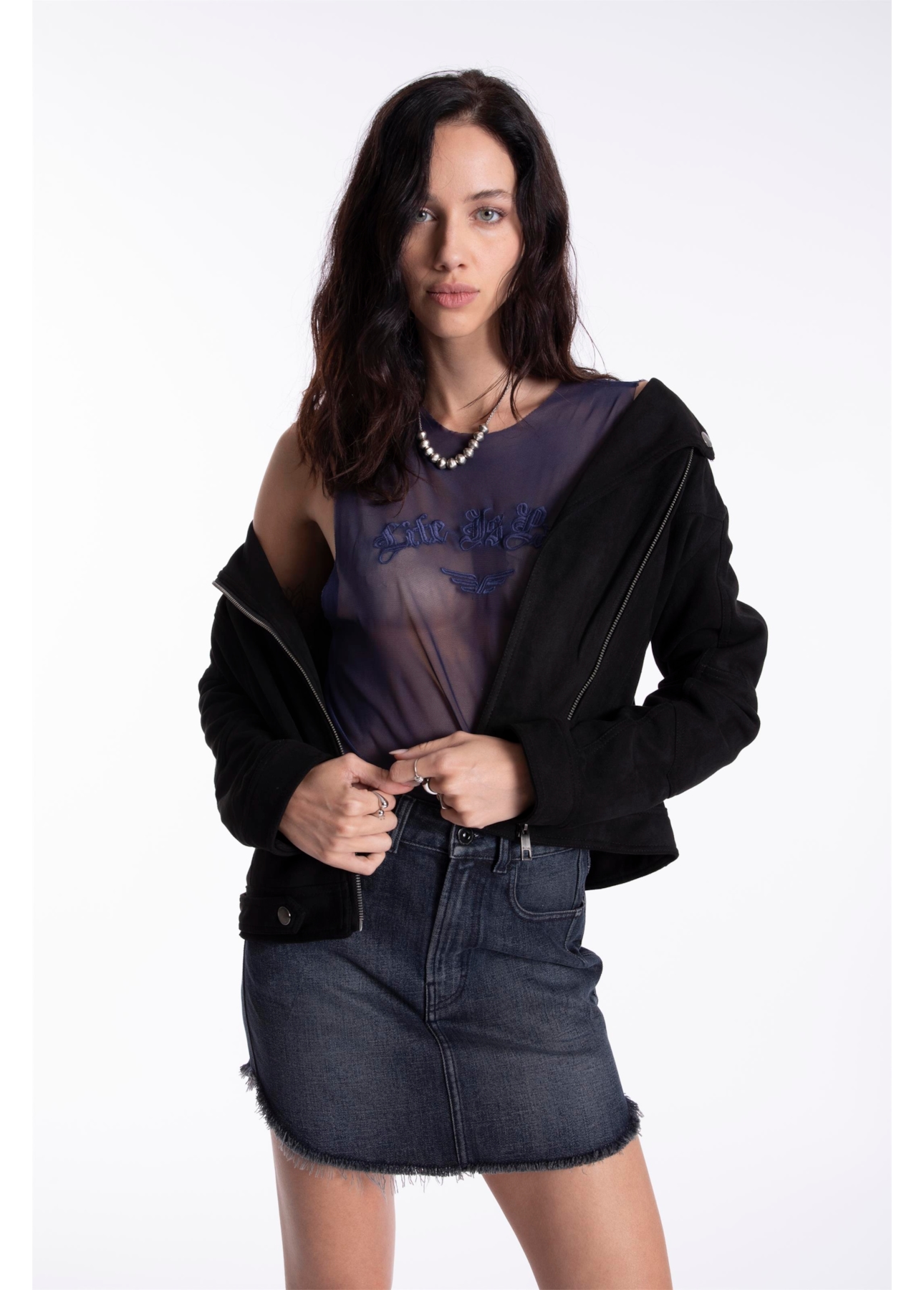 Blusa Life Is Pain Ellus Purple Blue