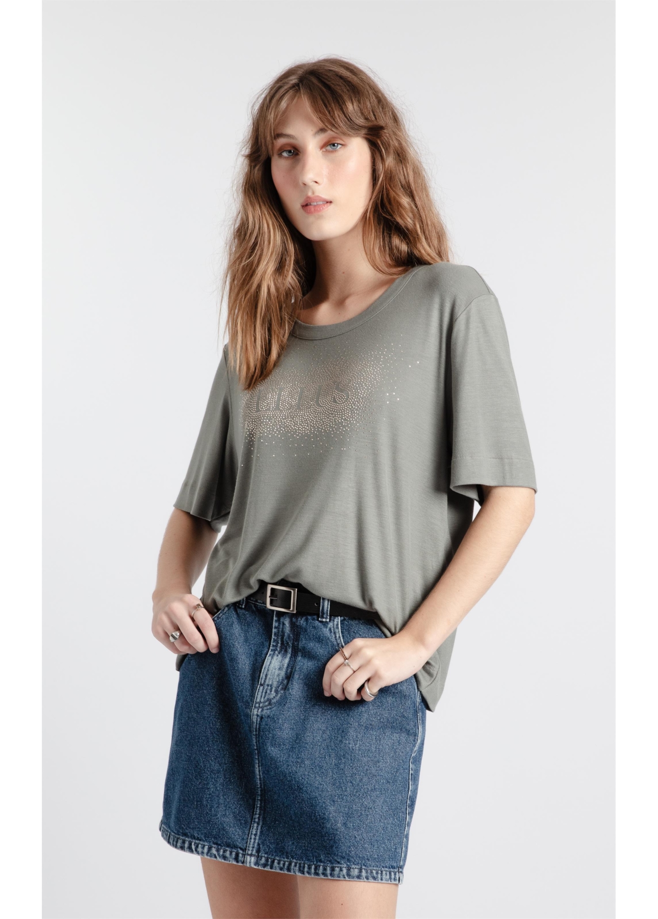 Blusa Light Rib Ellus Serifado Boxy Verde Army