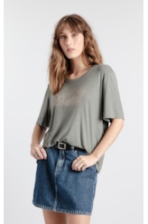 Blusa Light Rib Ellus Serifado Boxy Verde Army